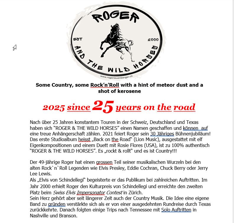 Roger and the wild horses, Roger & the Wild Horses, Roger Leuenberger, Country, countrymusic, country music, singer, singer songwriter, party, hochzeit, kirche, firmenanlass, event, firmen event, musik, trucker festival, country night, 